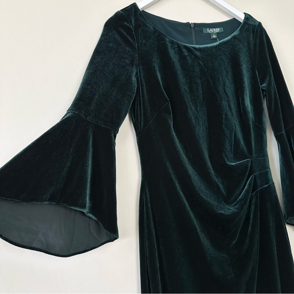 Lauren Ralph Lauren Dark Green Velvet Maxi Gown - Picture 3 of 7